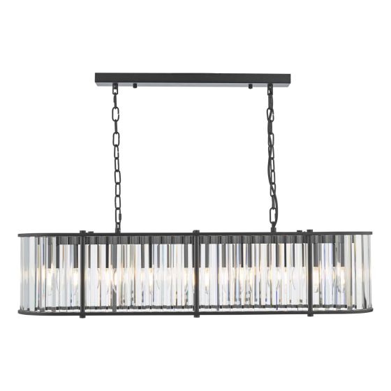 Där Lighting Kiran 7 Light Bar Pendant Satin Black And Crystal