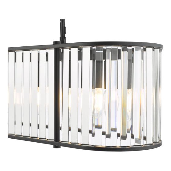 Där Lighting Kiran 7 Light Bar Pendant Satin Black And Crystal