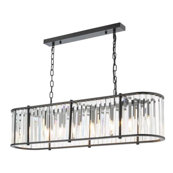 där lighting Kiran 7 Light Bar Pendant Satin Black and Crystal