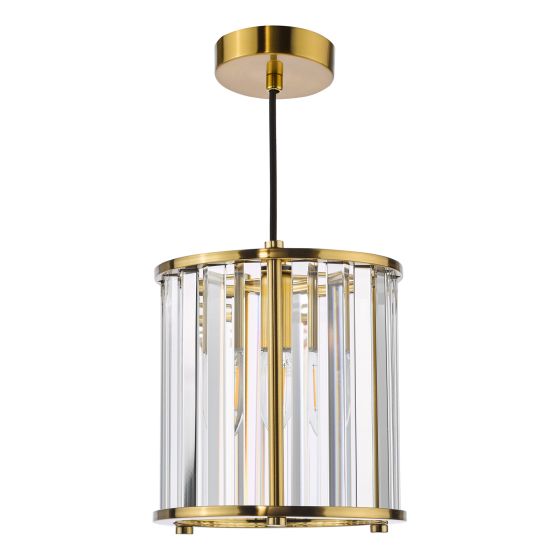 Där Lighting Kiran Pendant Natural Brass And Crystal