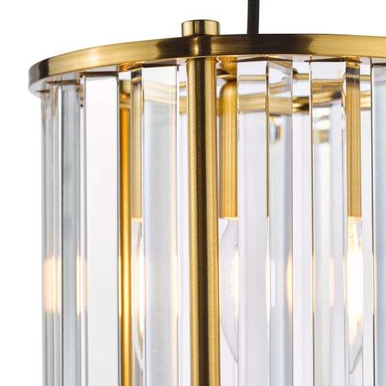Där Lighting Kiran Pendant Natural Brass And Crystal