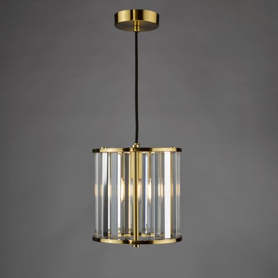 Där Lighting Kiran Pendant Natural Brass And Crystal