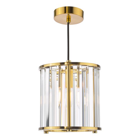 där lighting Kiran Pendant Natural Brass and Crystal