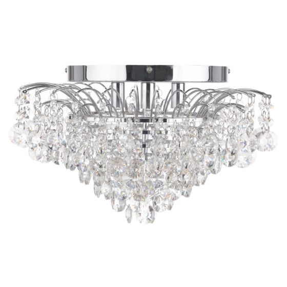 Där Lighting Kiruna 3 Light Flush Crystal & Polished Chrome