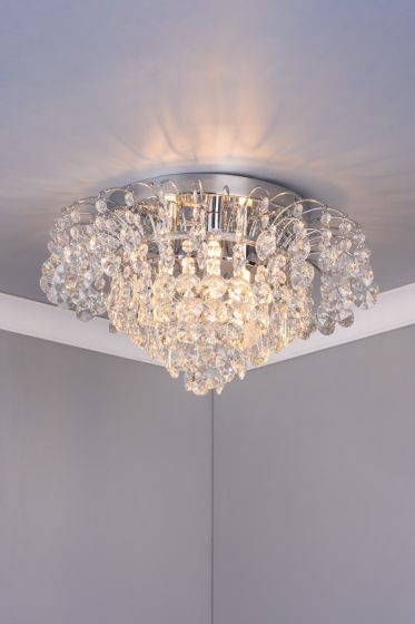Där Lighting Kiruna 3 Light Flush Crystal & Polished Chrome