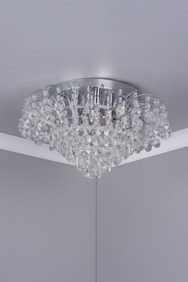 Där Lighting Kiruna 3 Light Flush Crystal & Polished Chrome