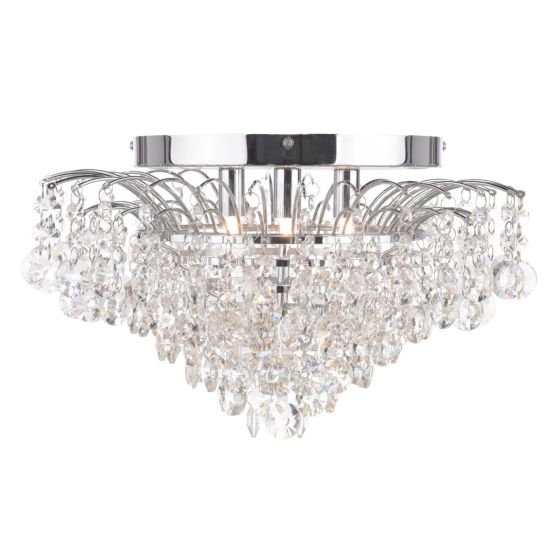 där lighting Kiruna 3 Light Flush Crystal & Polished Chrome