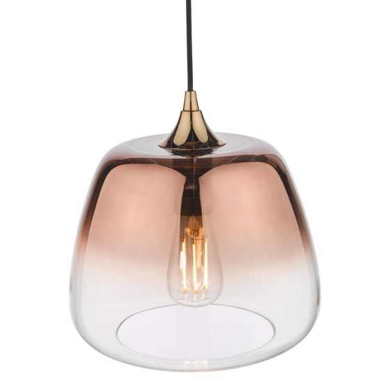Där Lighting Klaxon 1 Light Pendant Ombre Copper Glass