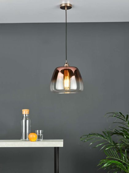 Där Lighting Klaxon 1 Light Pendant Ombre Copper Glass