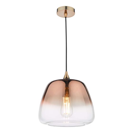 där lighting Klaxon 1 Light Pendant Ombre Copper Glass