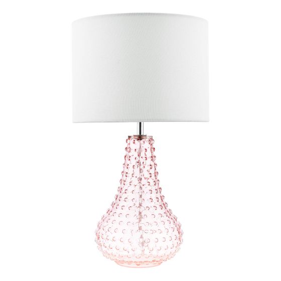 Där Lighting Kristina Table Lamp Pink Glass With Shade
