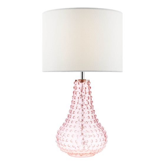 där lighting Kristina Table Lamp Pink Glass With Shade