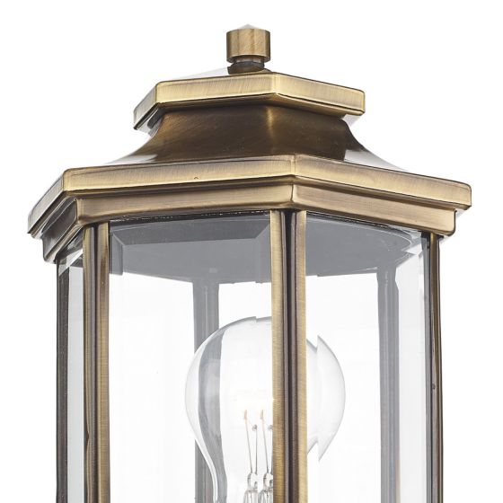Där Lighting Ladbroke Outdoor Wall Light Antique Brass Glass IP44