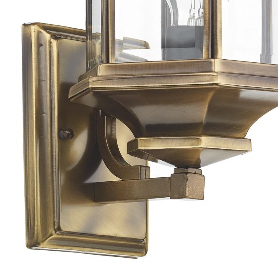 Där Lighting Ladbroke Outdoor Wall Light Antique Brass Glass IP44