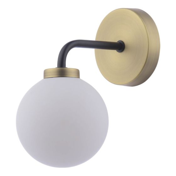 Där Lighting Lainey Wall Light Matt Black & Opal Glass