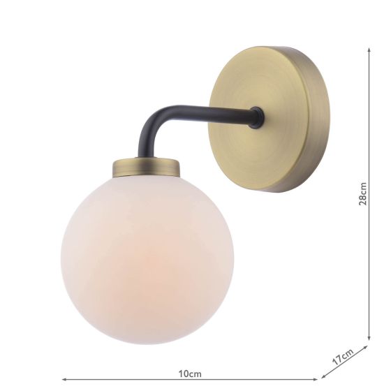 Där Lighting Lainey Wall Light Matt Black & Opal Glass