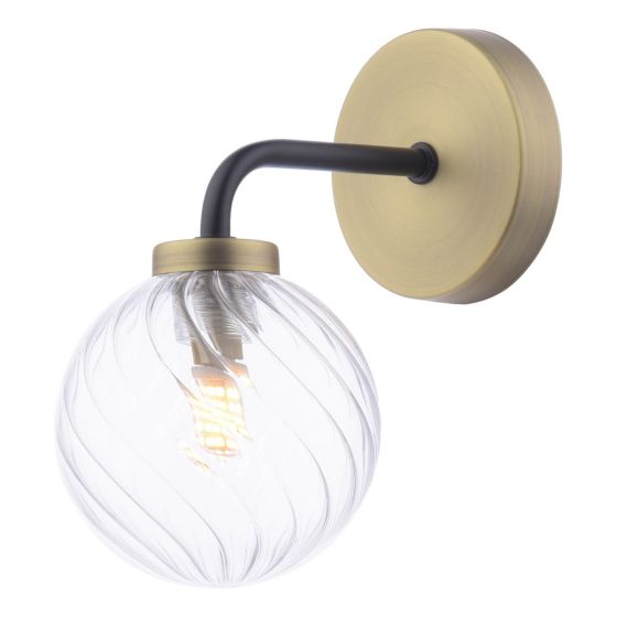 där lighting Lainey Wall Light Matt Black & Twisted Glass