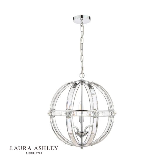 Där Lighting Laura Ashley Aidan 5lt Pendant Glass & Polished Chrome