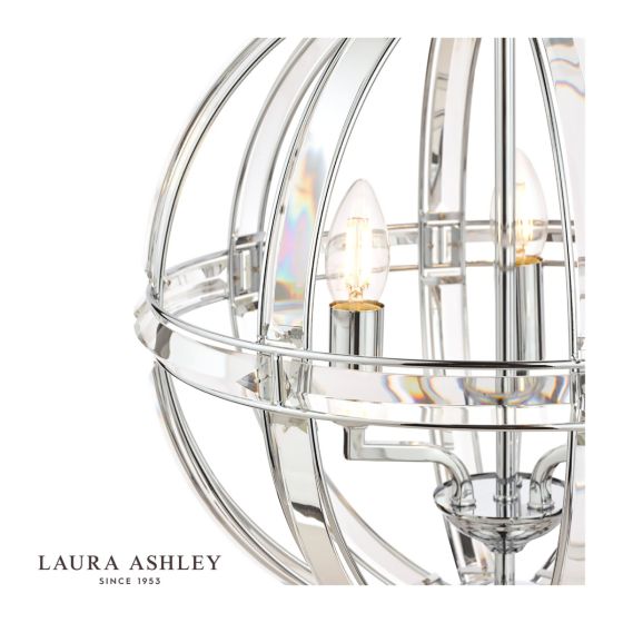 Där Lighting Laura Ashley Aidan 5lt Pendant Glass & Polished Chrome