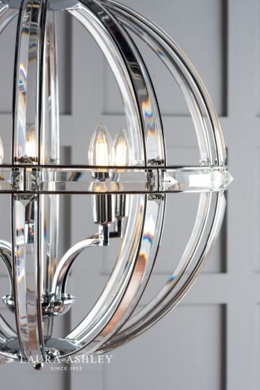 Där Lighting Laura Ashley Aidan 5lt Pendant Glass & Polished Chrome