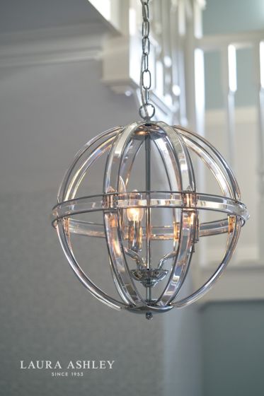 Där Lighting Laura Ashley Aidan Glass & Polished Chrome 3 Light Globe Chandelier