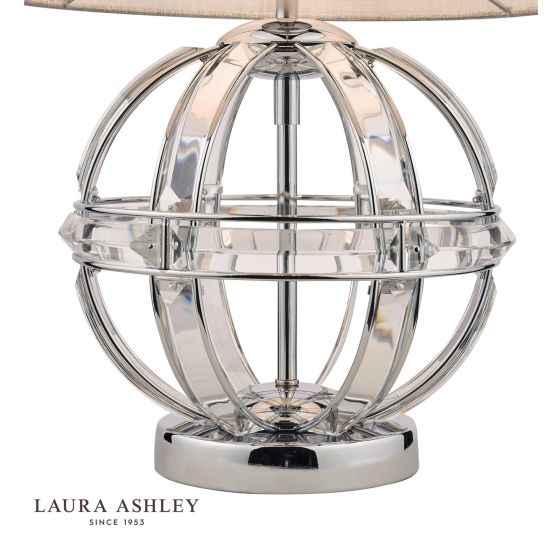 Där Lighting Laura Ashley Aidan Glass & Polished Chrome Globe Table Lamp With Shade