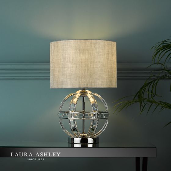 Där Lighting Laura Ashley Aidan Glass & Polished Chrome Globe Table Lamp With Shade
