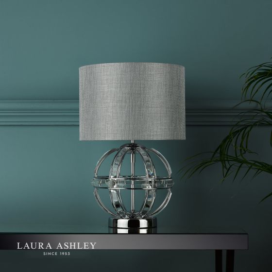 Där Lighting Laura Ashley Aidan Glass & Polished Chrome Globe Table Lamp With Shade
