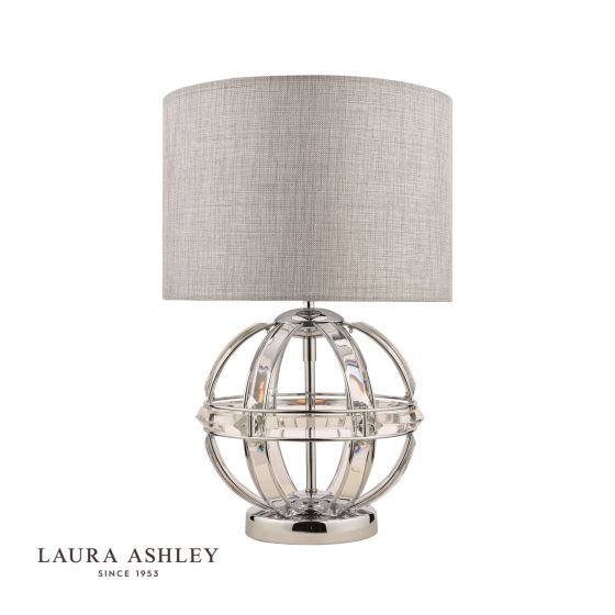 där lighting Laura Ashley Aidan Glass & Polished Chrome Globe Table Lamp with Shade