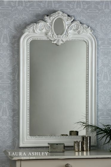 Där Lighting Laura Ashley Alana Rectangle Mirror Distressed Ivory 120 X 71cm