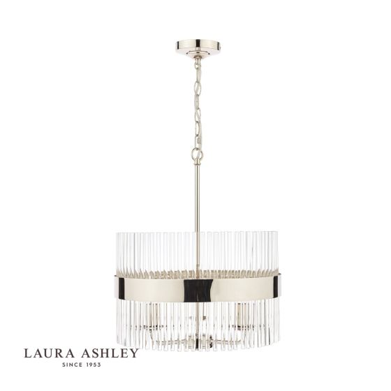 Där Lighting Laura Ashley Alexa 3lt Pendant Polished Nickel Glass Rods