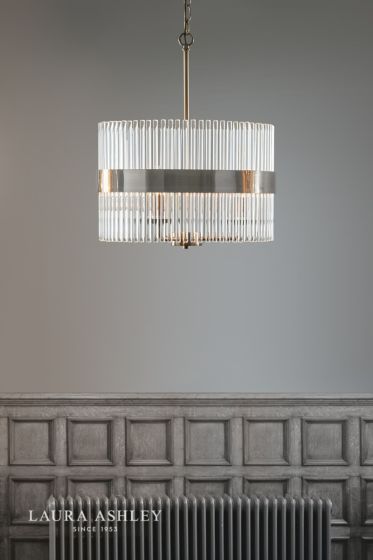 Där Lighting Laura Ashley Alexa 3lt Pendant Polished Nickel Glass Rods