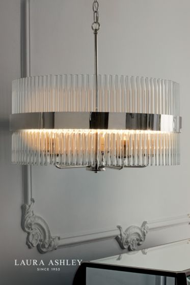 Där Lighting Laura Ashley Alexa 5lt Pendant Polished Nickel Glass Rods