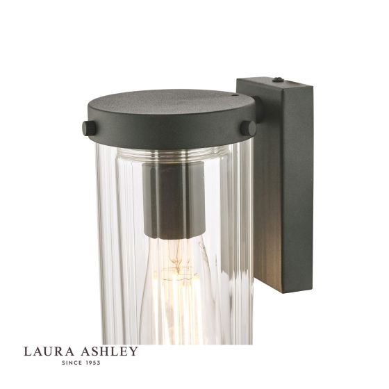 Där Lighting Laura Ashley Arthur Outdoor Wall Light Matt Black Glass IP44