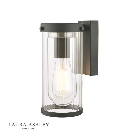 där lighting Laura Ashley Arthur Outdoor Wall Light Matt Black Glass IP44