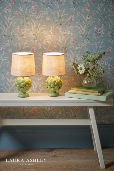 Där Lighting Laura Ashley Artichoke Twin Pack Table Lamp Green With Shade