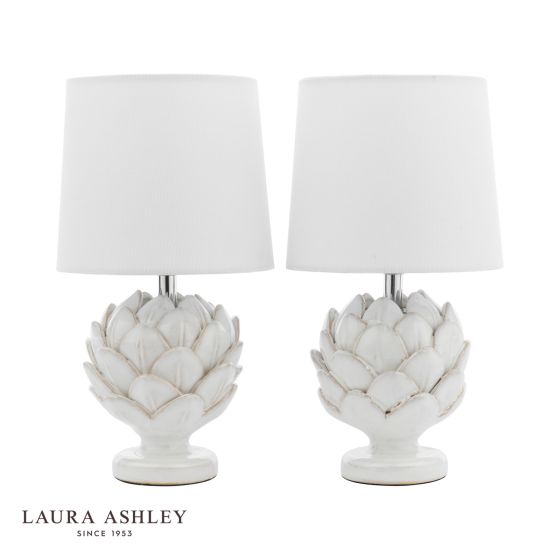 Där Lighting Laura Ashley Artichoke Twin Pack Table Lamp White With Shade