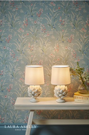 Där Lighting Laura Ashley Artichoke Twin Pack Table Lamp White With Shade