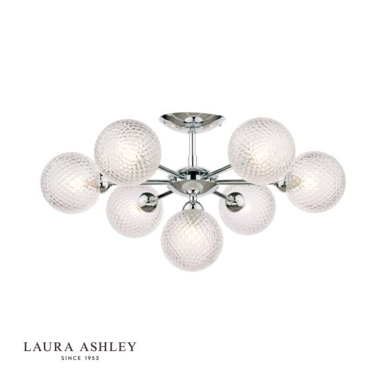 där lighting Laura Ashley Atherton 7lt Semi Flush Polished Chrome Glass