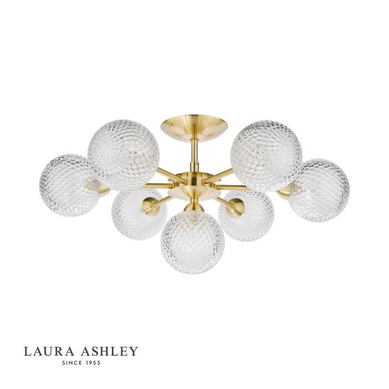 Där Lighting Laura Ashley Atherton 7lt Semi Flush Satin Brass Glass