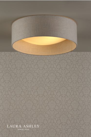 Där Lighting Laura Ashley Bacall 2lt Flush Silver Linen Shade