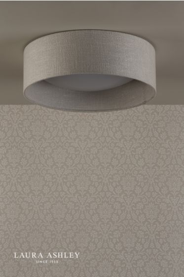 Där Lighting Laura Ashley Bacall 2lt Flush Silver Linen Shade