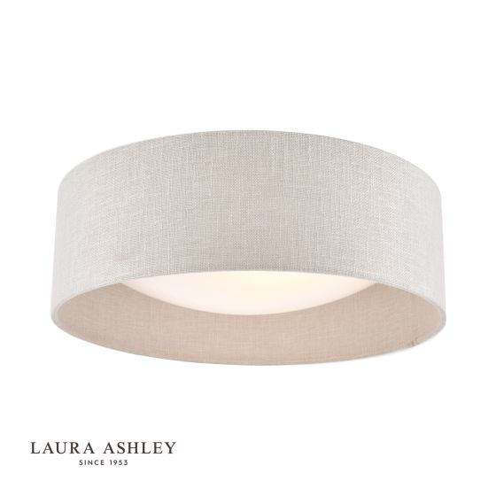 där lighting Laura Ashley Bacall 2lt Flush Silver Linen Shade