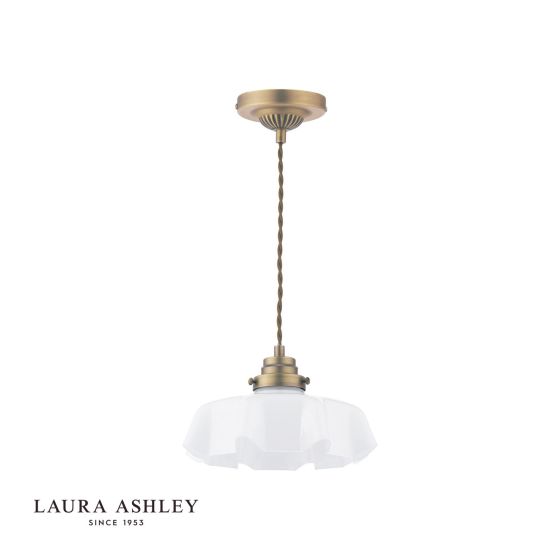 Där Lighting Laura Ashley Banham Pendant Matt Antique Brass And White Glass