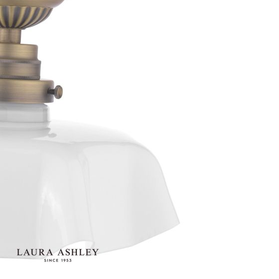 Där Lighting Laura Ashley Banham Semi-Flush Matt Antique Brass And White Glass