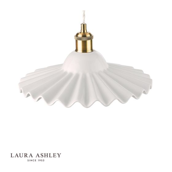 Där Lighting Laura Ashley Beca Large Pendant White Ceramic Antique Brass