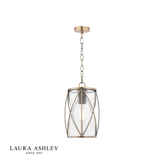 där lighting Laura Ashley Beckworth Ceiling Lantern Antique Brass and Glass