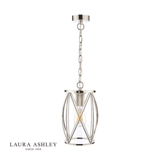 Där Lighting Laura Ashley Beckworth Lantern Polished Nickel Glass