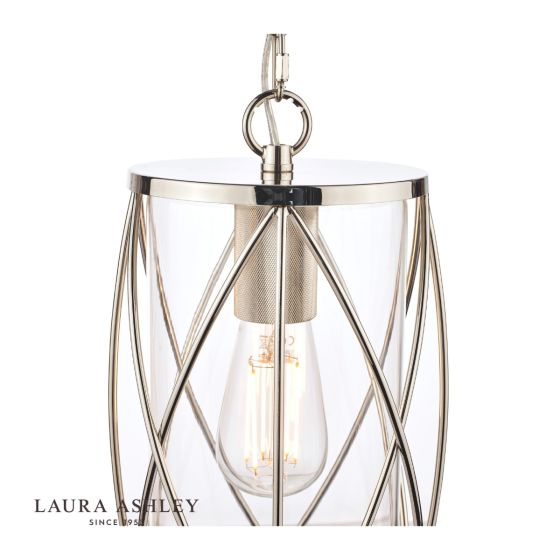 Där Lighting Laura Ashley Beckworth Lantern Polished Nickel Glass