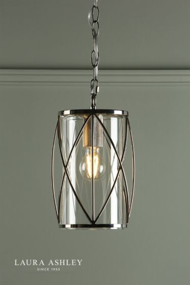 Där Lighting Laura Ashley Beckworth Lantern Polished Nickel Glass